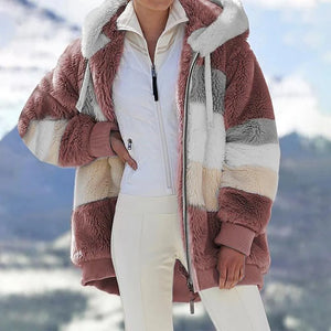 Contrast Plush-lined Padded Coat
